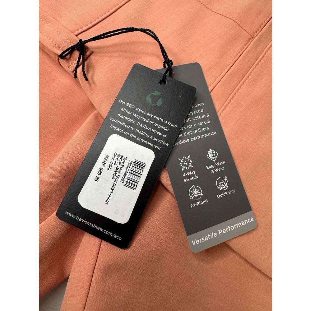 Mens Travis Mathew Tech Chino Shorts Size 30 New With Tags Pink Golf Stretch - Picture 5 of 6